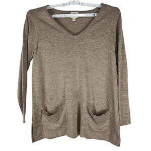 St. John's Women's V-Neck Pullover Sweater Size L Tan